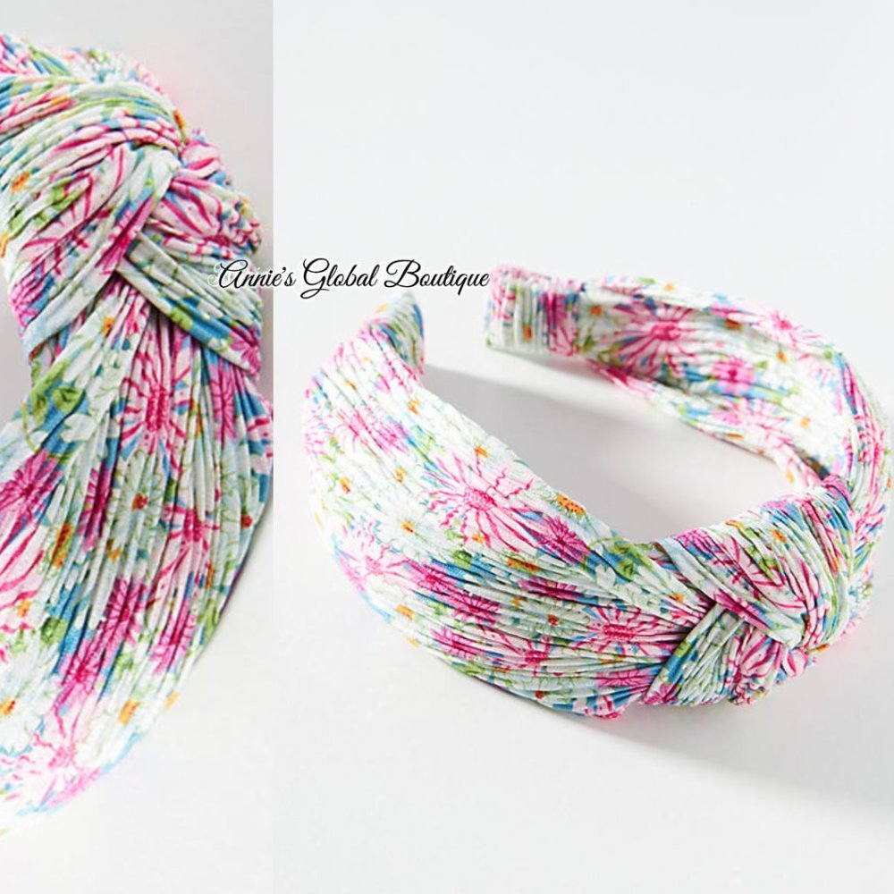 VERY RARE NWT ANTHROPOLOGIE Daisy Pleated Knotted Headband. - Picture 4 of 7
